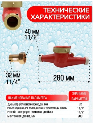 Счетчики воды Экомера 32Ч Универсальный Импульсный